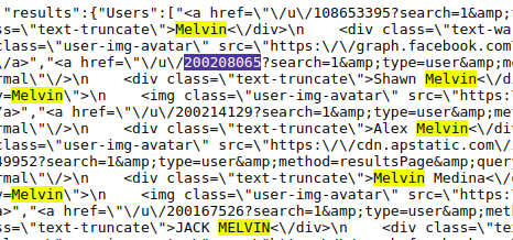 Melvin in a json object